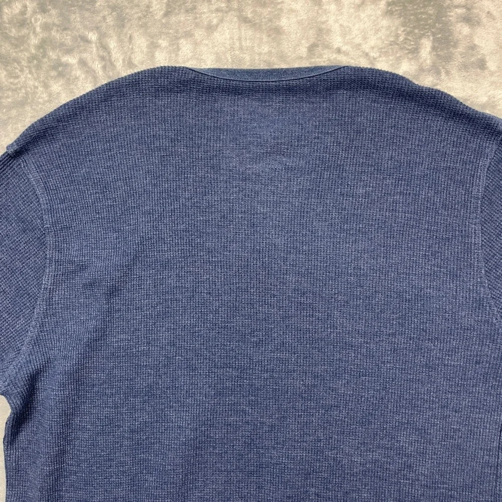 Levis Thermal Shirt Mens Medium Blue California Bear Waffle Knit Long Sleeve